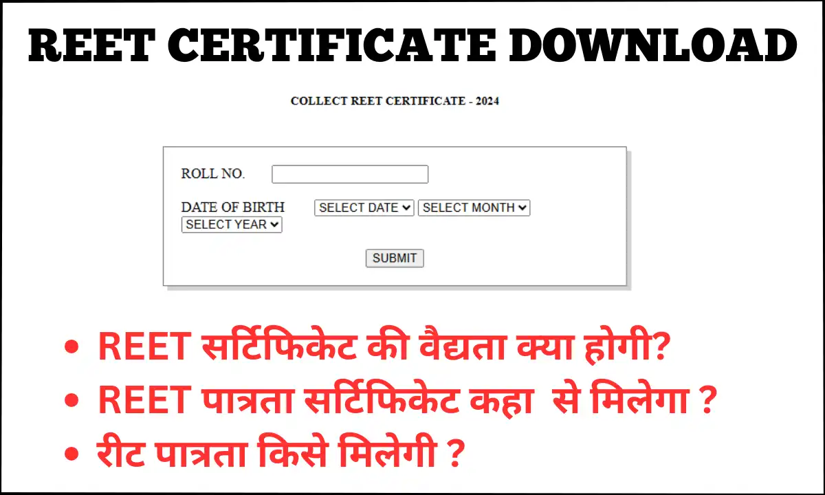 REET Certificate Download 2025
