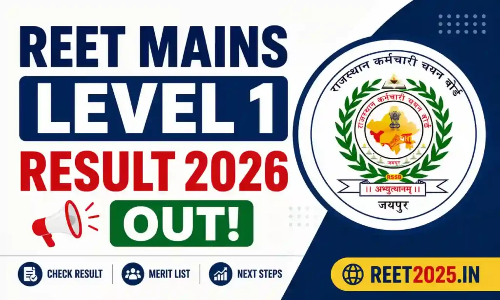 REET Mains Level 1 Result 2026